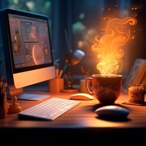 view-3d-computer-device-with-peripheral-devices